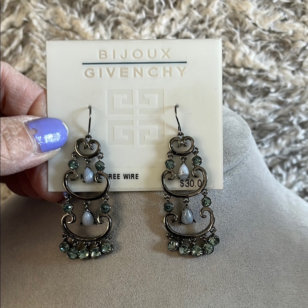 Givenchy Bijoux Blue and Silver Chandelier Earrings
